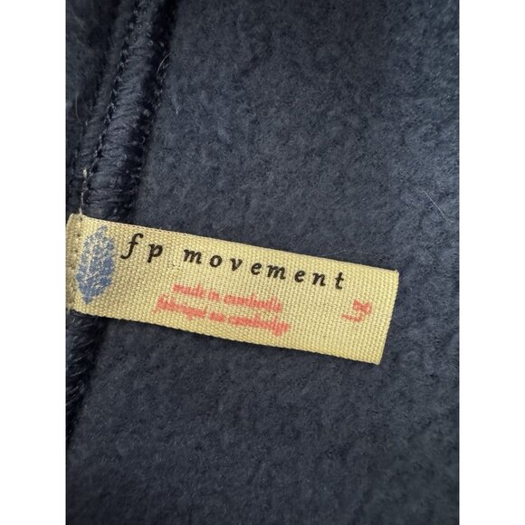 FP Movement Blue Pullover Cropped L Pocket Cowl Turtle Neck Fleece Athleisure - Picture 4 of 9